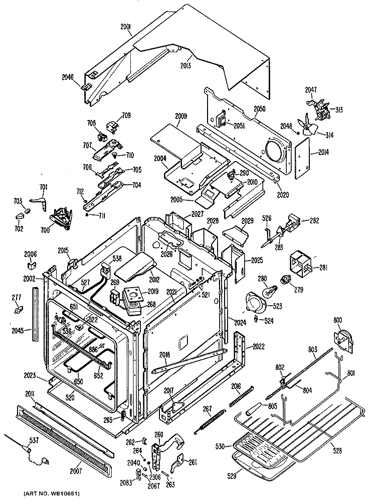 Section Diagram and Parts List for JRP14G*J2  General Electric Wall Oven