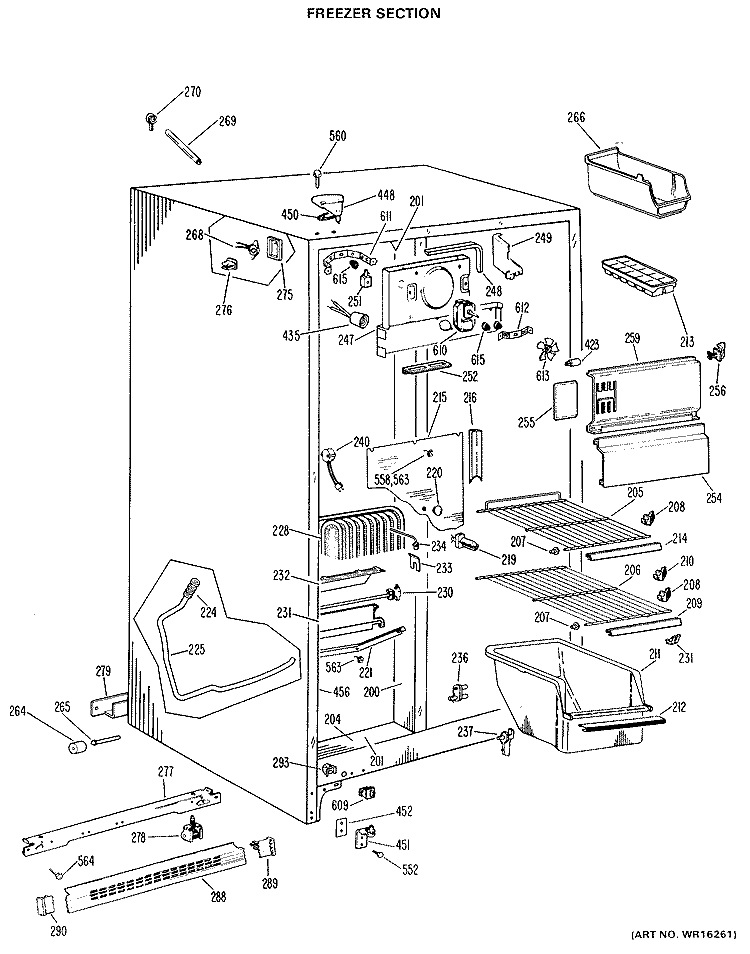 FREEZER SECTION Diagram and Parts List for TFX22KHB  General Electric Refrigerator