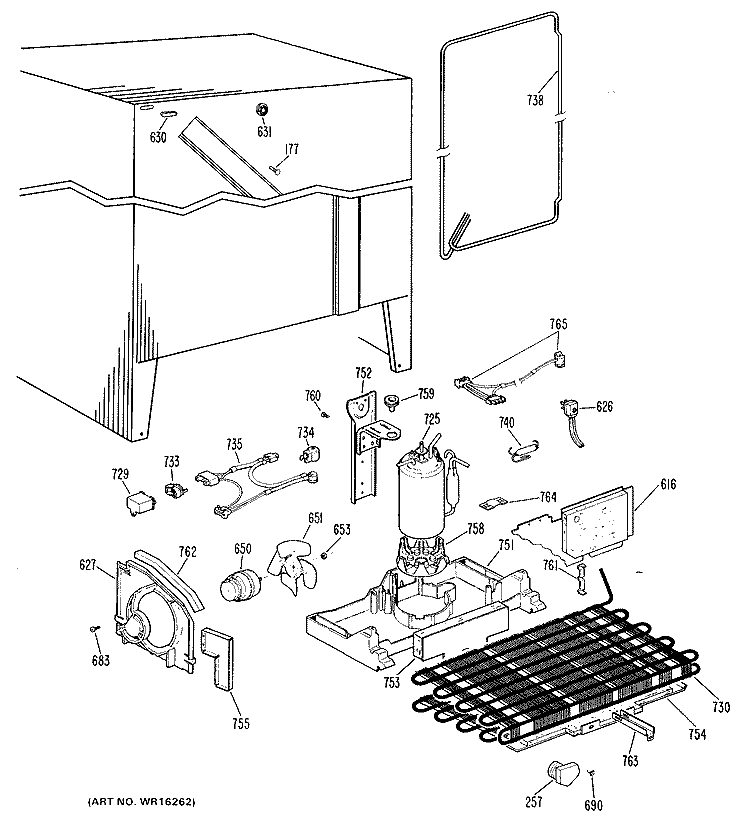 Section Diagram and Parts List for TFX22KHB  General Electric Refrigerator