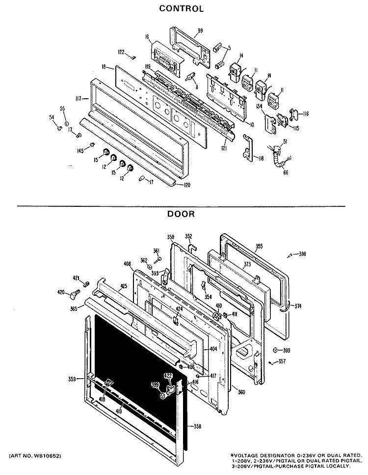 CONTROL Diagram and Parts List for JKP38G*J2  General Electric Wall Oven