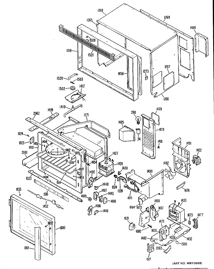 Section Diagram and Parts List for JKP67G*J2  General Electric Microwave Oven Combo
