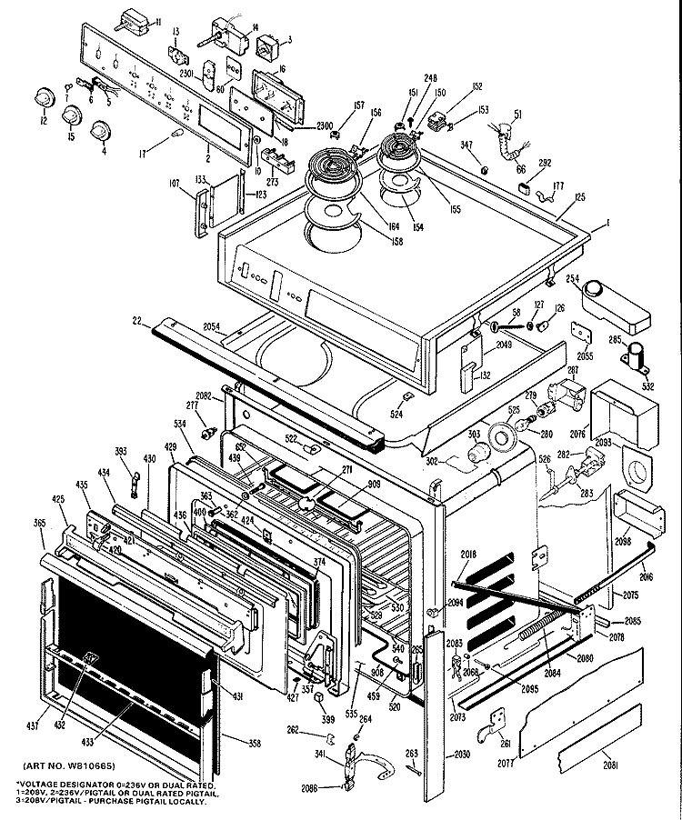 Section Diagram and Parts List for JMC27G*J2  General Electric Range