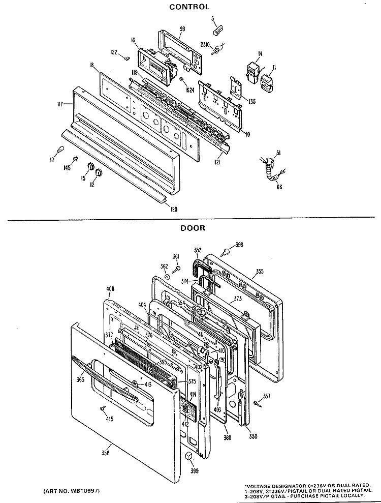 CONTROL Diagram and Parts List for JKP07*J3  General Electric Wall Oven