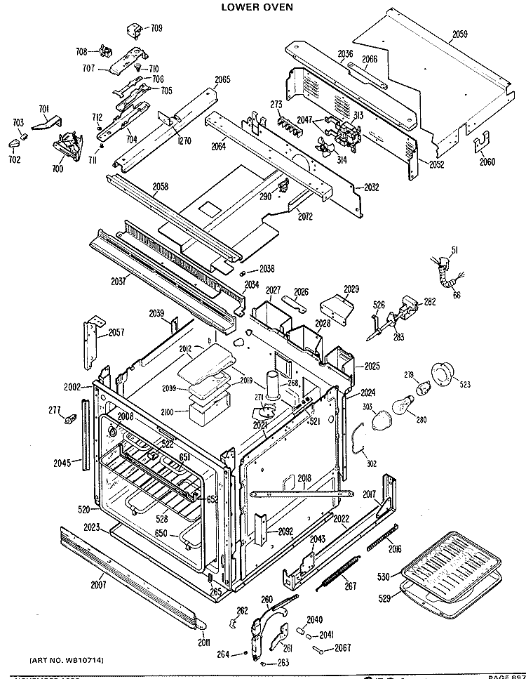 LOWER OVEN Diagram and Parts List for JKP61G*J3  General Electric Microwave Oven Combo