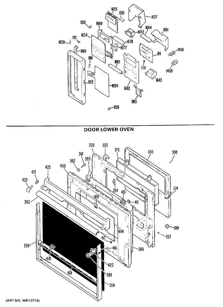 DOOR LOWER OVEN Diagram and Parts List for JKP77G*J3  General Electric Microwave Oven Combo