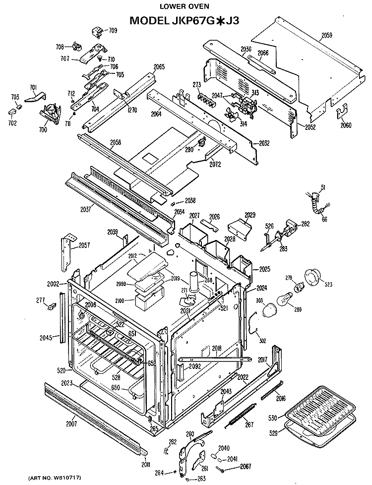 LOWER OVEN Diagram and Parts List for JKP67G*J3  General Electric Microwave Oven Combo