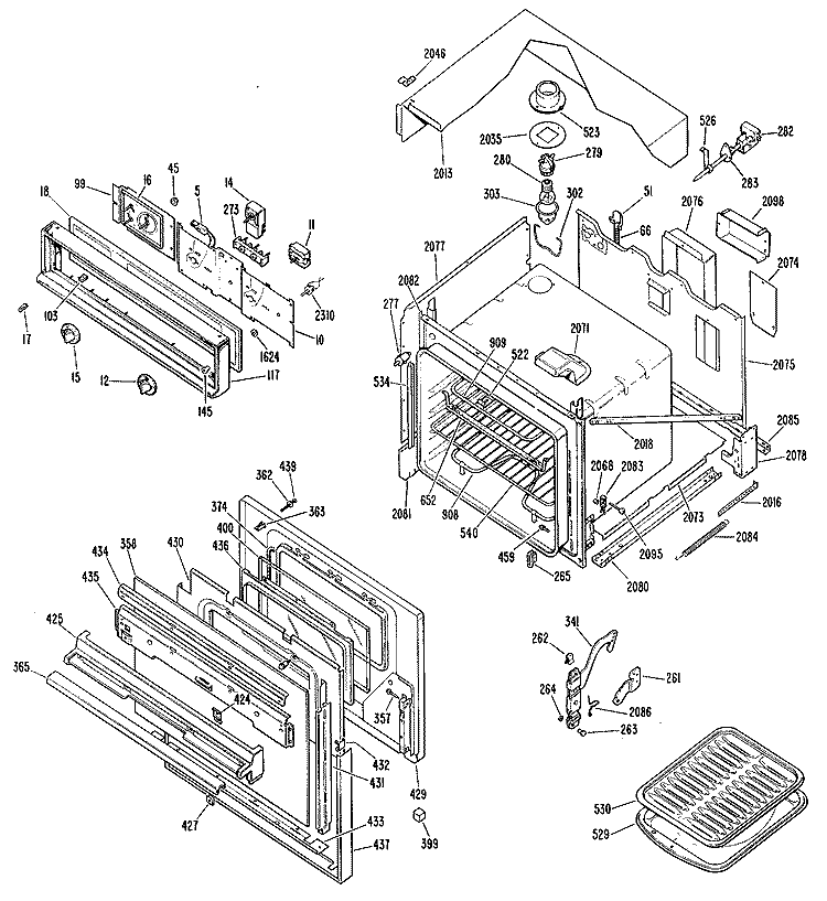 Section Diagram and Parts List for JKS06G*J3  General Electric Wall Oven
