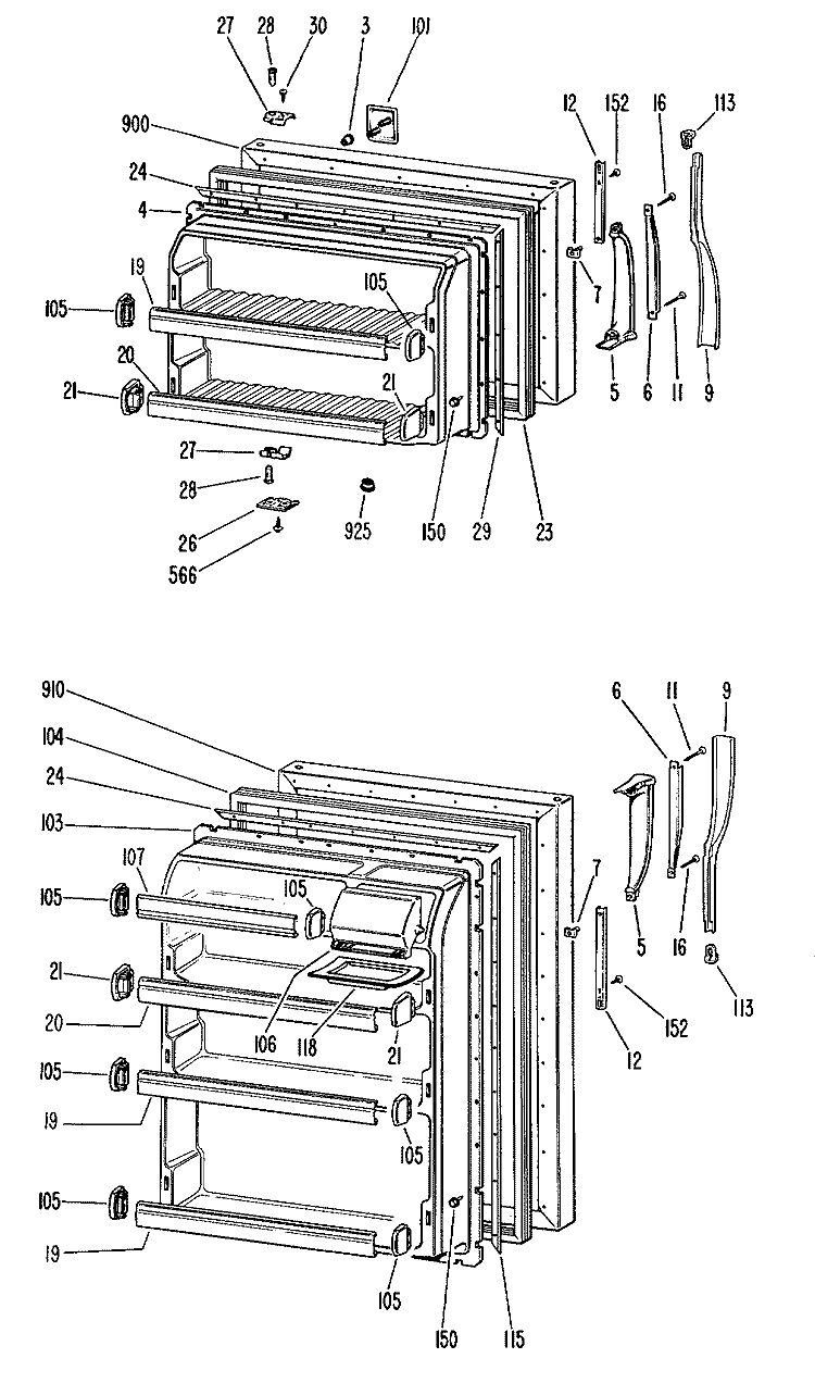 Section Diagram and Parts List for TBF14SGRR  General Electric Refrigerator