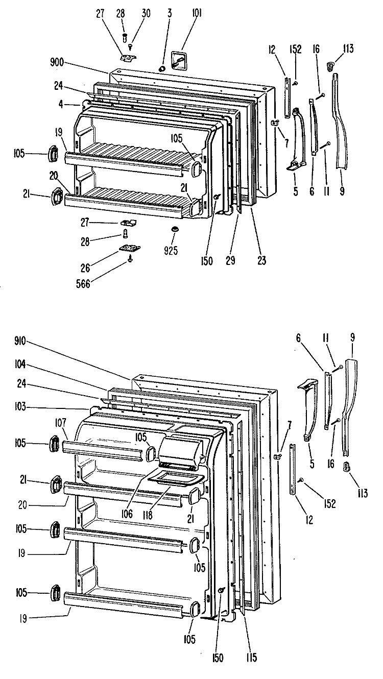 Section Diagram and Parts List for TBF14XGRL  General Electric Refrigerator