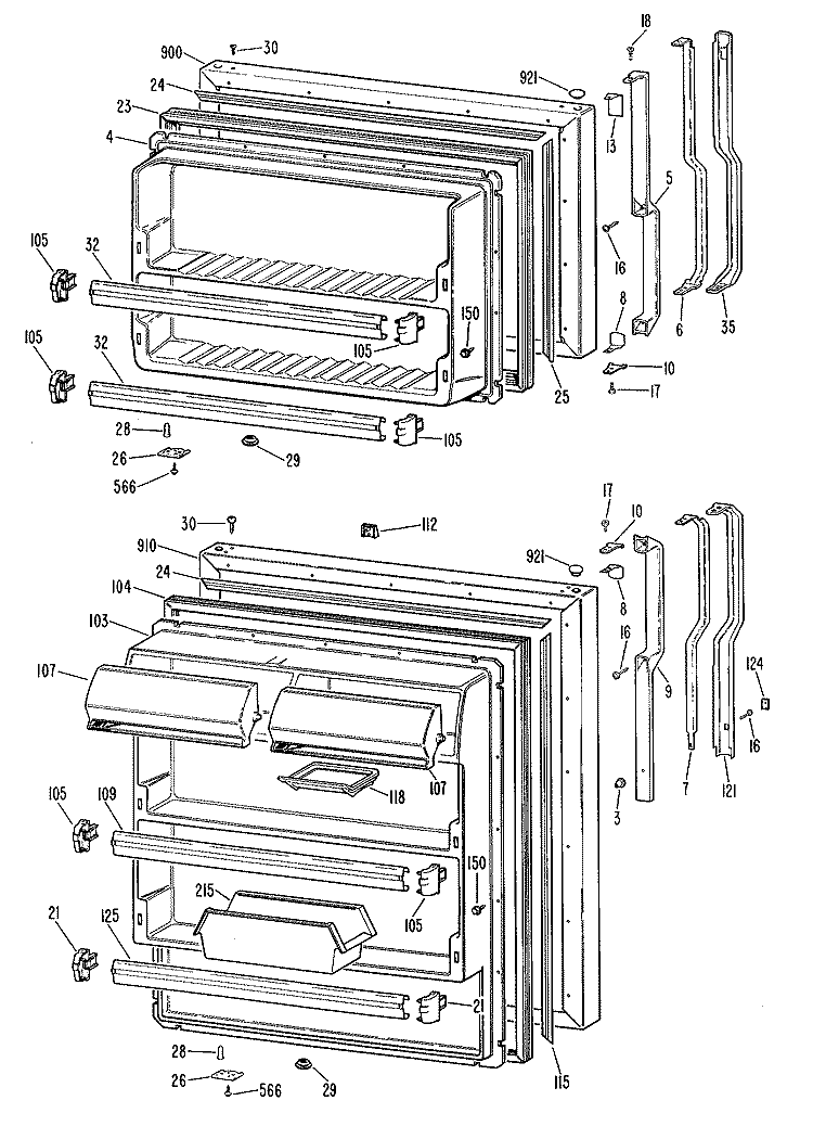 Section Diagram and Parts List for TBX18SKBR  General Electric Refrigerator
