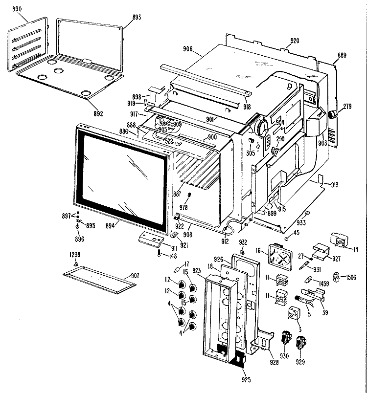 Section Diagram and Parts List for JHP56G*J3  General Electric Range