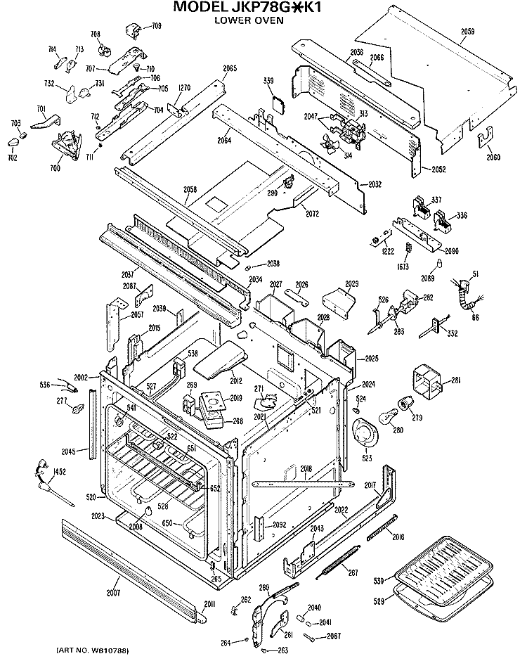 LOWER OVEN Diagram and Parts List for JKP78G*K1  General Electric Microwave Oven Combo