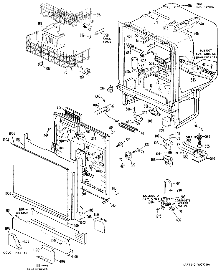 Section Diagram and Parts List for GSD900H-01  General Electric Dishwasher