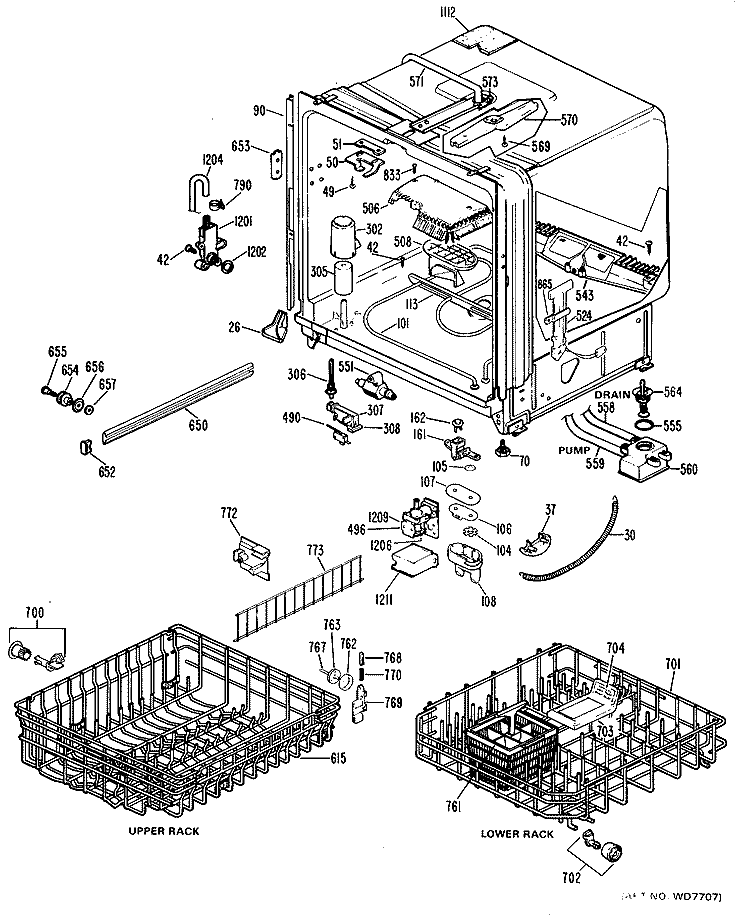 Section Diagram and Parts List for GSD2800G02  General Electric Dishwasher