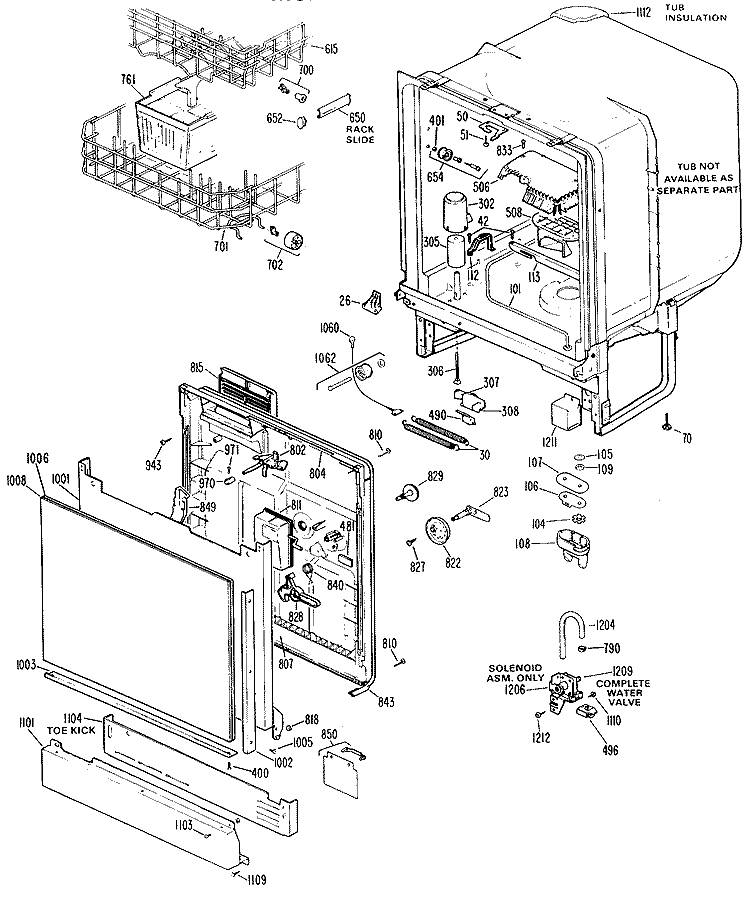 Section Diagram and Parts List for GSD580G-01  General Electric Dishwasher