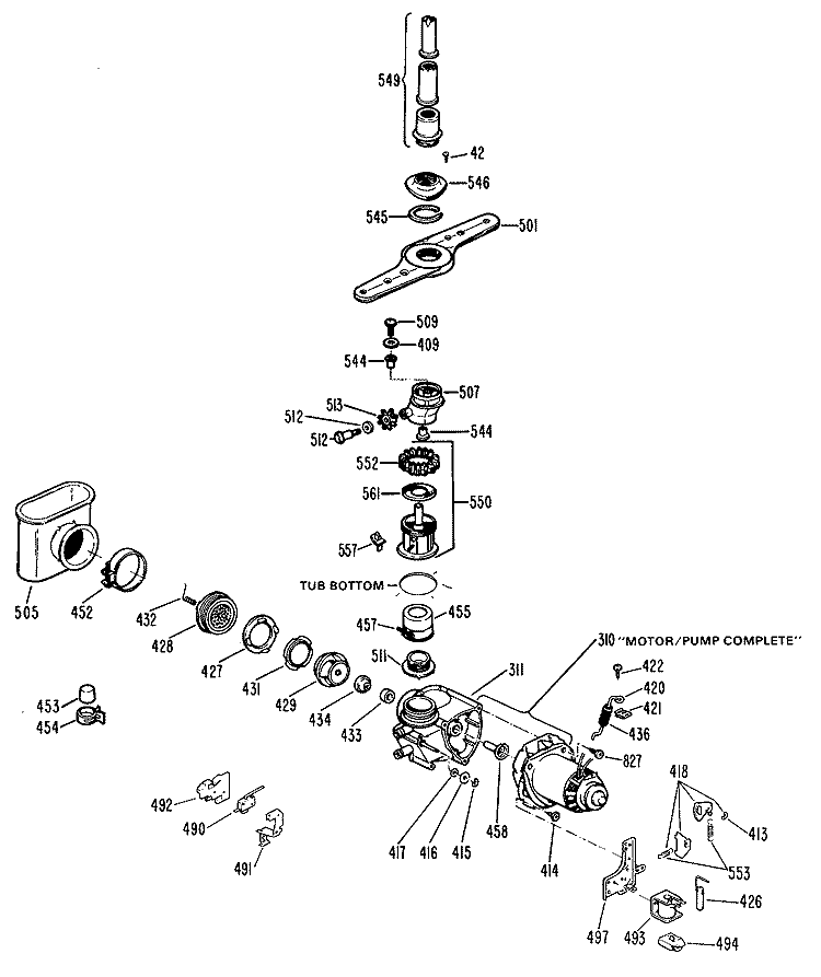 Section Diagram and Parts List for GSD2600G03  General Electric Dishwasher