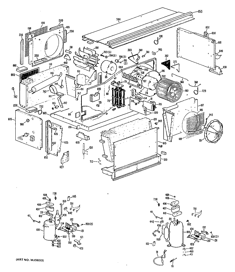 Section Diagram and Parts List for A2B388ENASR2  General Electric Air Conditioner