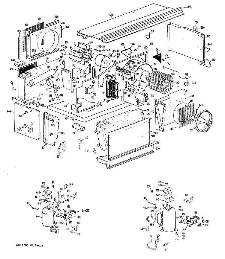 Section Diagram and Parts List for A2B389DAASR3  General Electric Air Conditioner