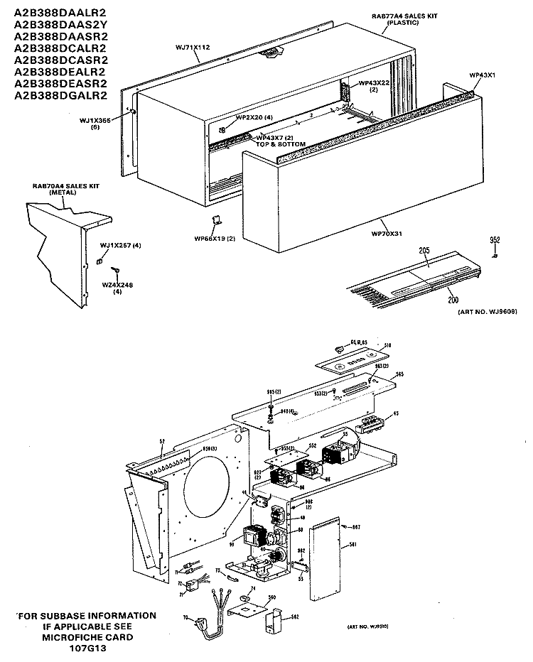 Section Diagram and Parts List for A2B388DCALR2  General Electric Air Conditioner