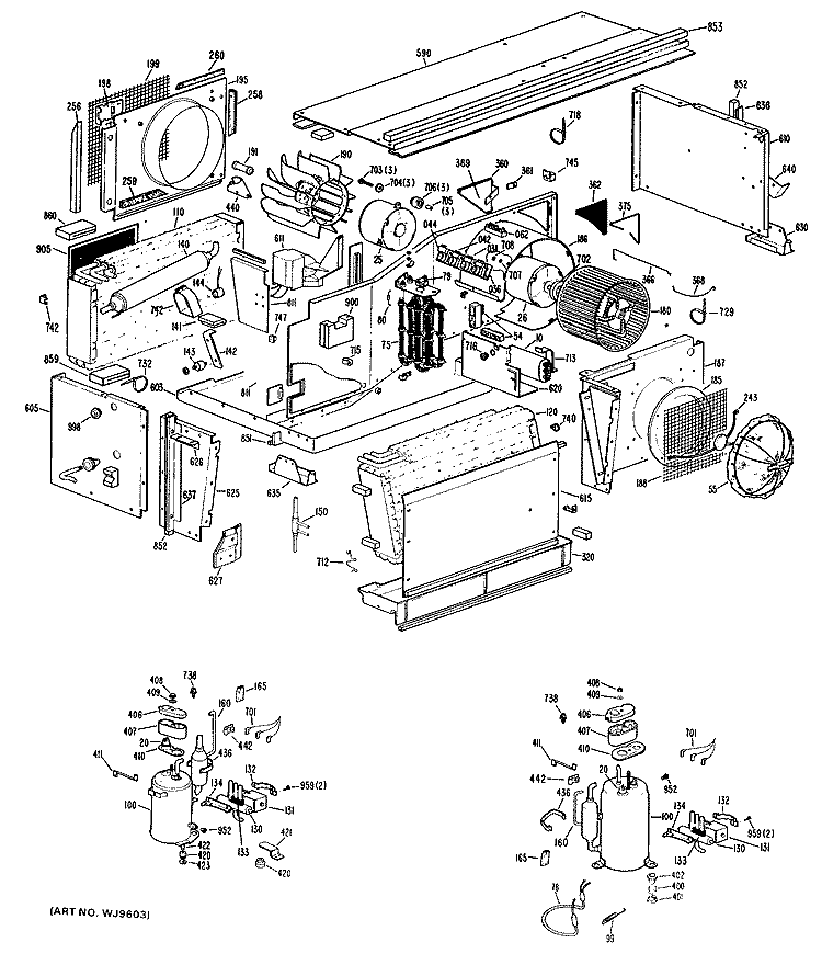 Section Diagram and Parts List for A2B683EVASW2  General Electric Air Conditioner