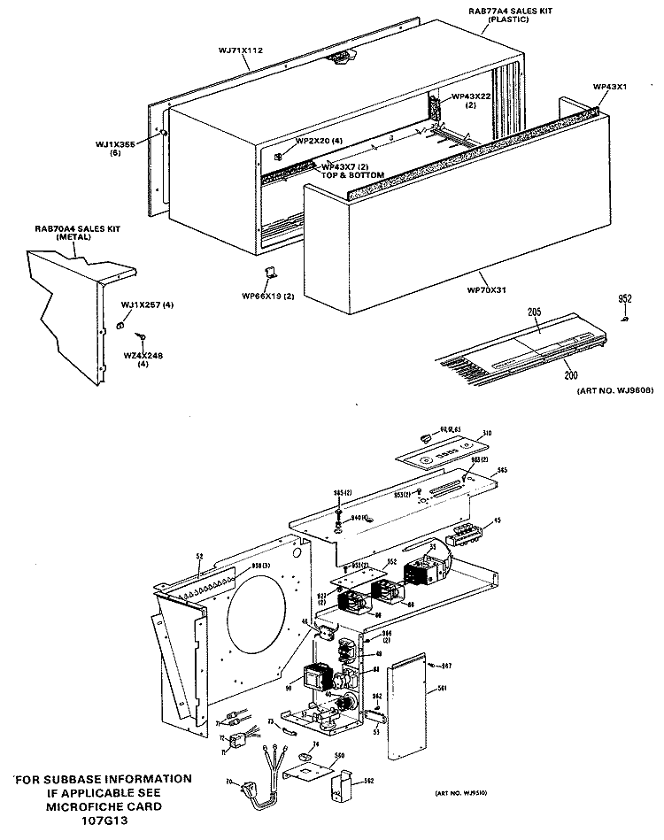 Section Diagram and Parts List for A2B583EPASQ2  General Electric Air Conditioner
