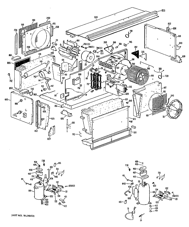 Section Diagram and Parts List for A3B783DACSD2  General Electric Air Conditioner