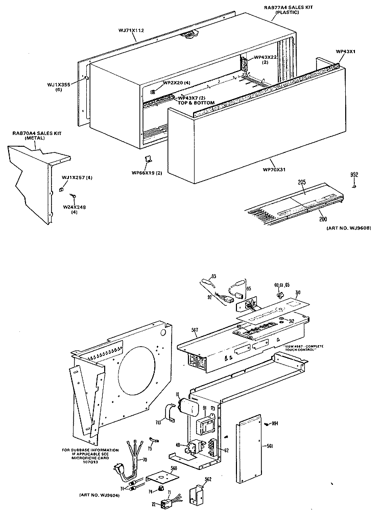 Section Diagram and Parts List for A2B398ENASR2  General Electric Air Conditioner