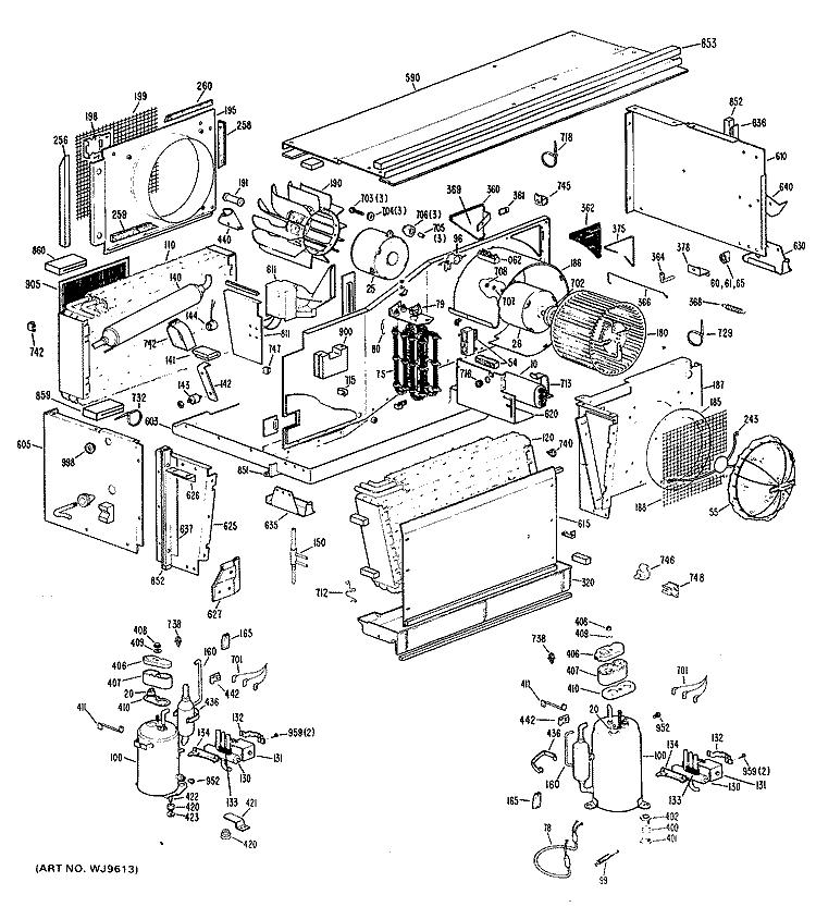 Section Diagram and Parts List for A2B698EPASW2  General Electric Air Conditioner