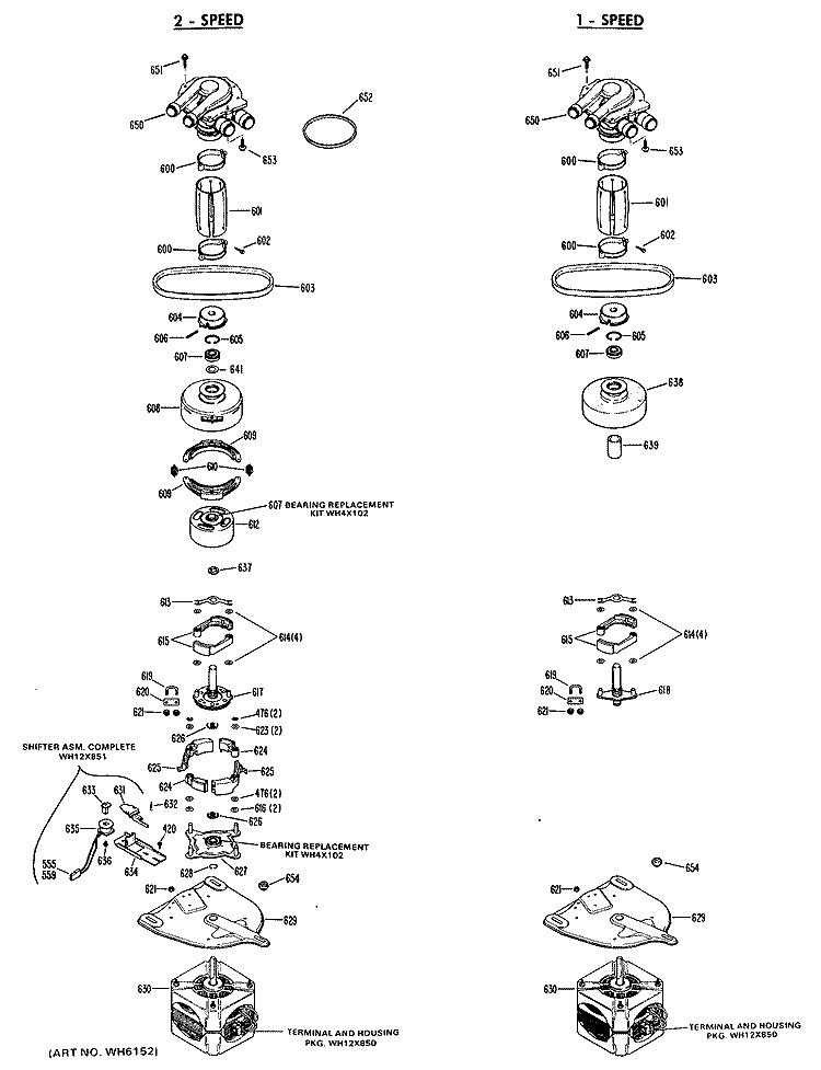 2 - SPEED Diagram and Parts List for WWC7500FBL  General Electric Washer