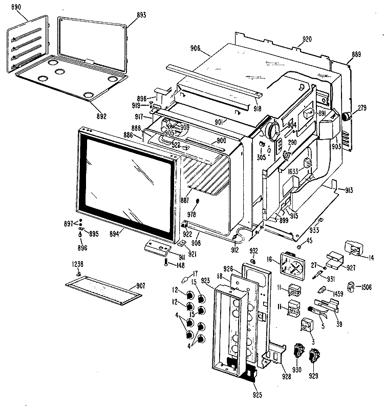 Section Diagram and Parts List for JHP56V*K1  General Electric Range