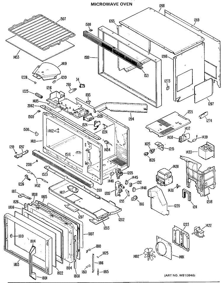 MICROWAVE OVEN Diagram and Parts List for JKP68G*K2  General Electric Microwave Oven Combo