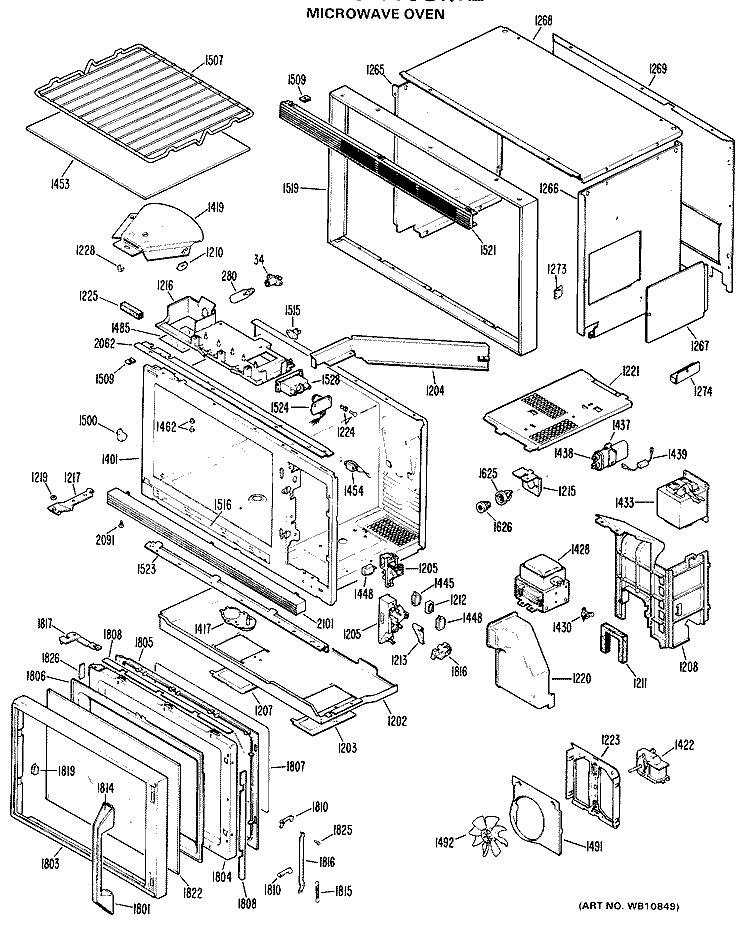 MICROWAVE OVEN Diagram and Parts List for JKP78G*K2  General Electric Microwave Oven Combo