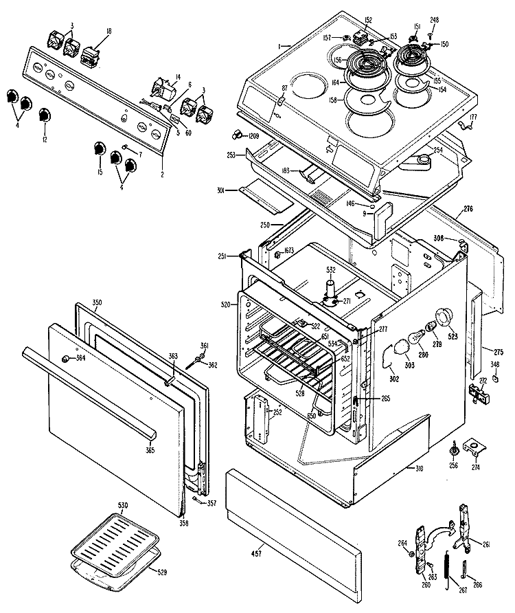 Section Diagram and Parts List for JSS01*J2  General Electric Range