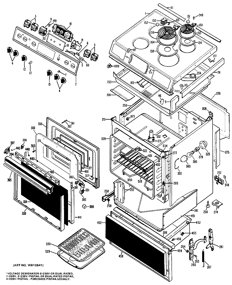 Section Diagram and Parts List for JSS27G*J3  General Electric Range