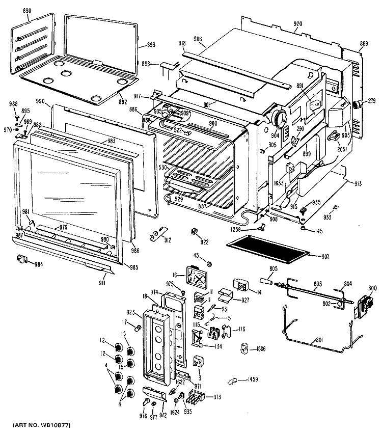 Section Diagram and Parts List for JHP63V*K1  General Electric Range