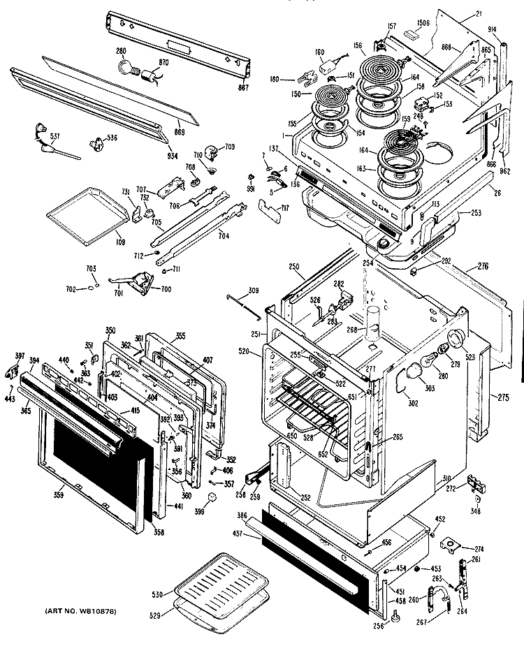 Section Diagram and Parts List for JHP63V*K1  General Electric Range