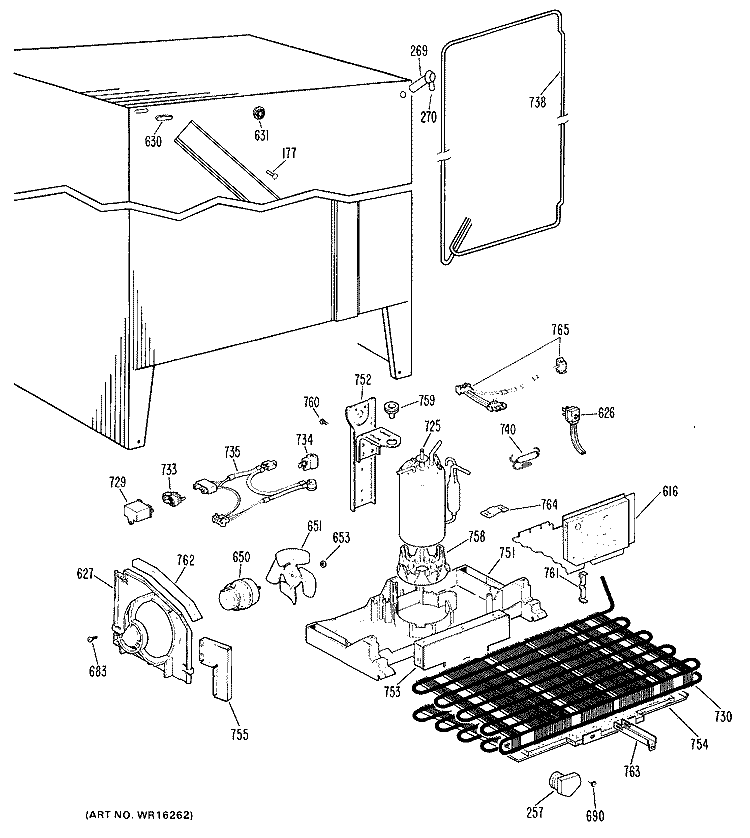 Section Diagram and Parts List for TFX20DHF  General Electric Refrigerator