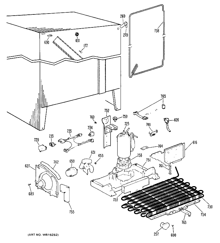 Section Diagram and Parts List for TFX20KHF  General Electric Refrigerator