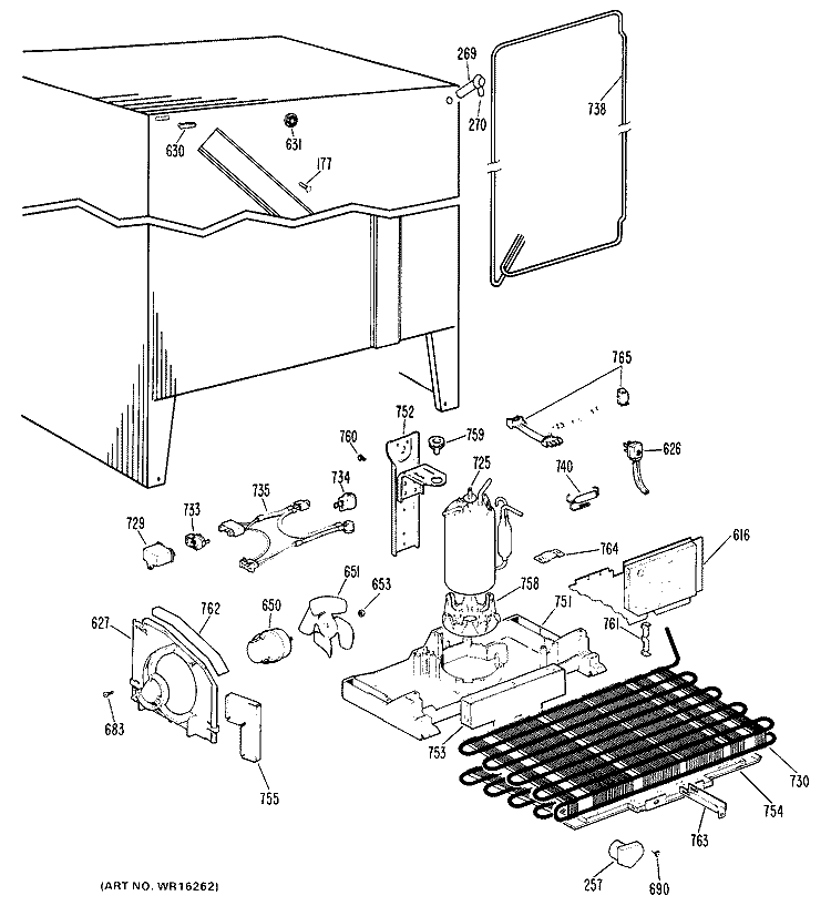 Section Diagram and Parts List for TFX22ZHE  General Electric Refrigerator