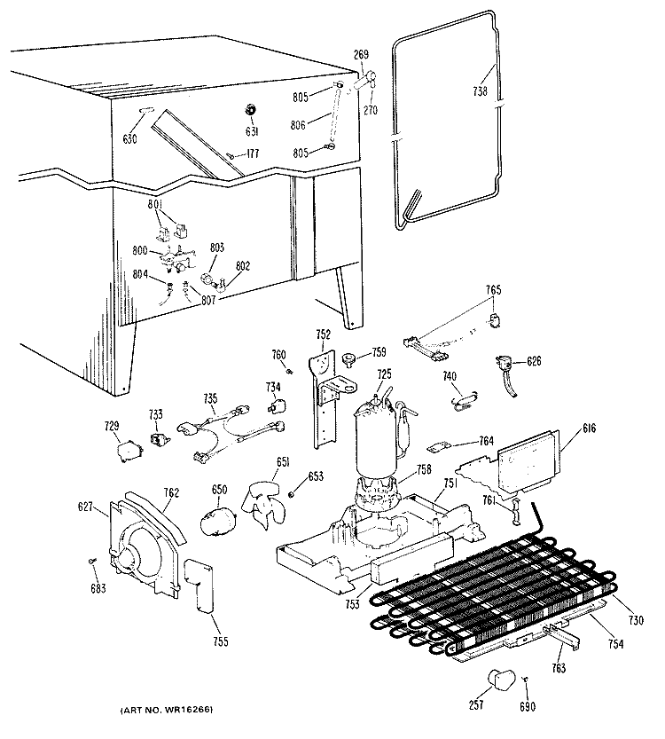 Section Diagram and Parts List for TFX24SHE  General Electric Refrigerator