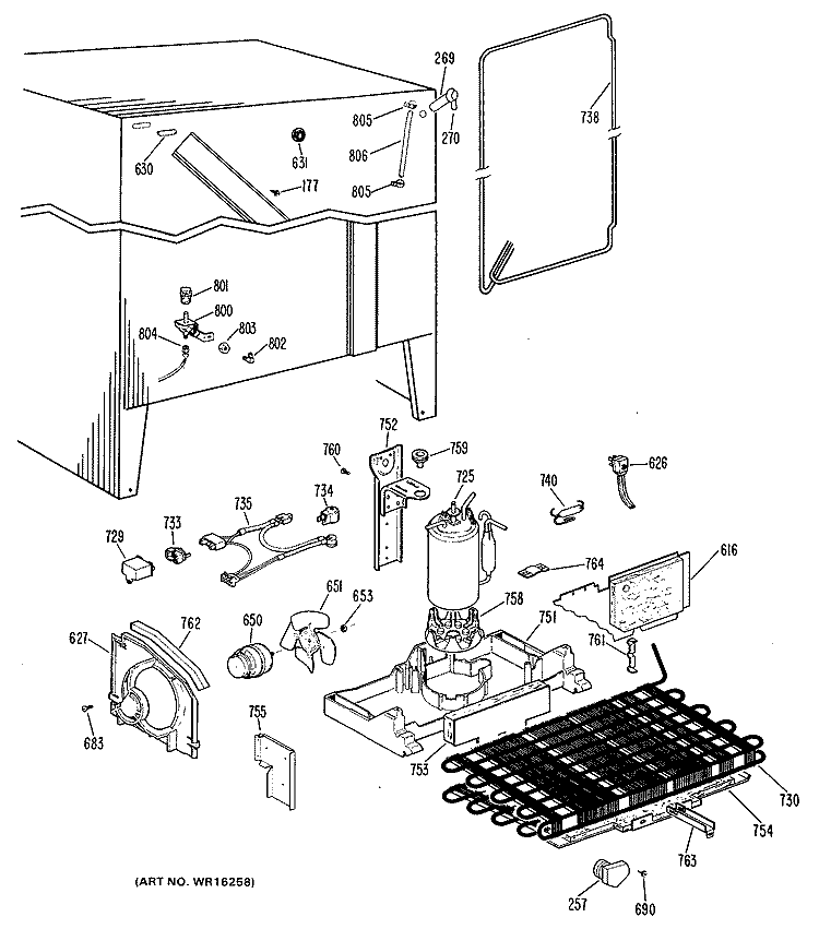 Section Diagram and Parts List for TFX20RJC  General Electric Refrigerator