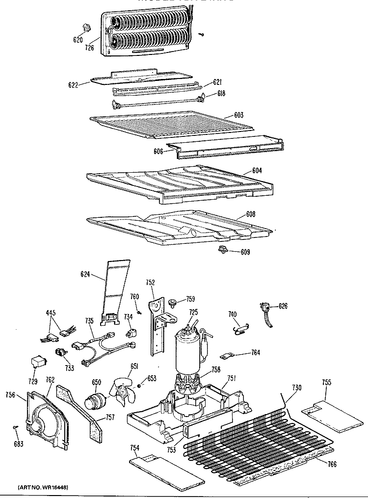 Section Diagram and Parts List for TBX24KKBR  General Electric Refrigerator