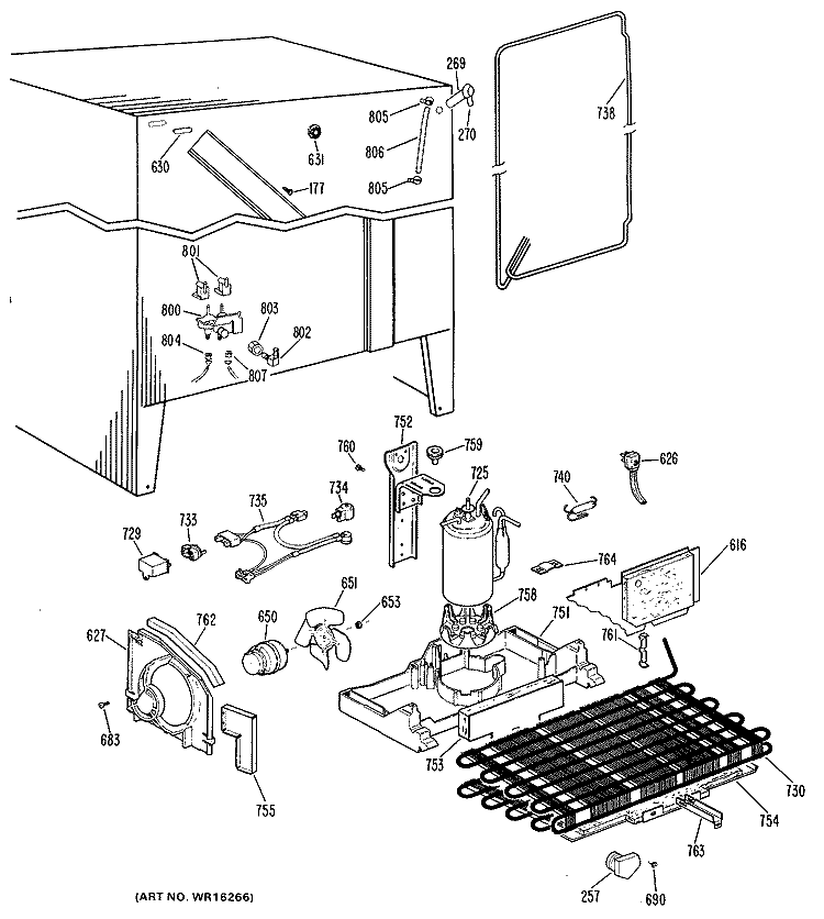 Section Diagram and Parts List for TFX22RJC  General Electric Refrigerator