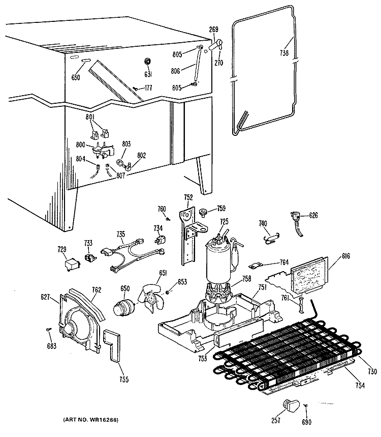Section Diagram and Parts List for TFX24SJB  General Electric Refrigerator
