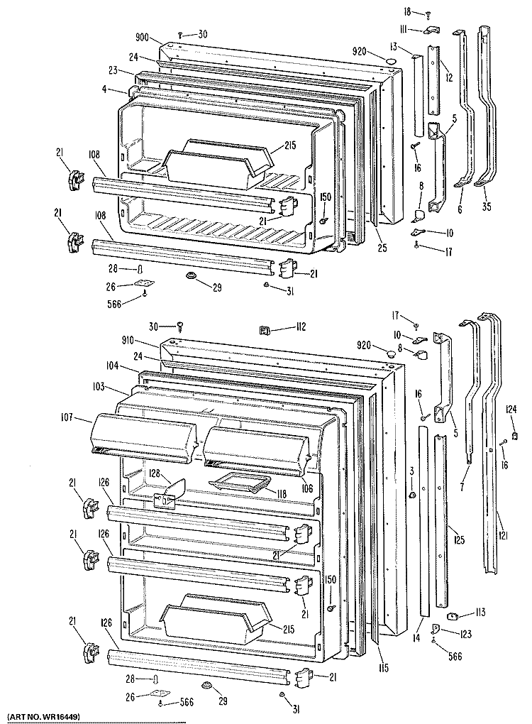 Section Diagram and Parts List for TBX24ZKBR  General Electric Refrigerator
