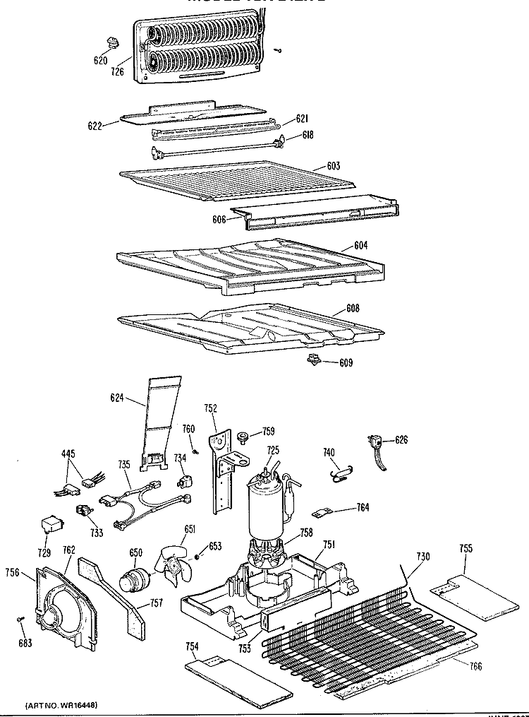 Section Diagram and Parts List for TBX24ZKBR  General Electric Refrigerator
