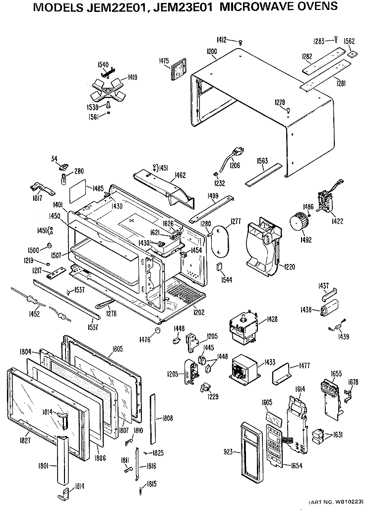MICROWAVE OVENS Diagram and Parts List for JEM22E01  General Electric Microwave