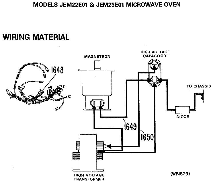 MICROWAVE OVEN Diagram and Parts List for JEM22E01  General Electric Microwave