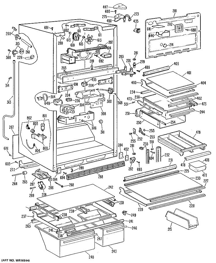 Section Diagram and Parts List for TBX25RKBR  General Electric Refrigerator
