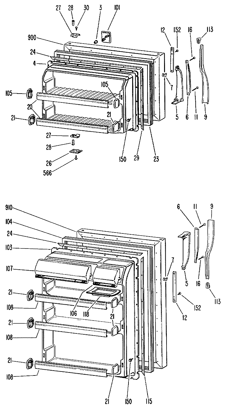 Section Diagram and Parts List for TBFP16SJBL  General Electric Refrigerator
